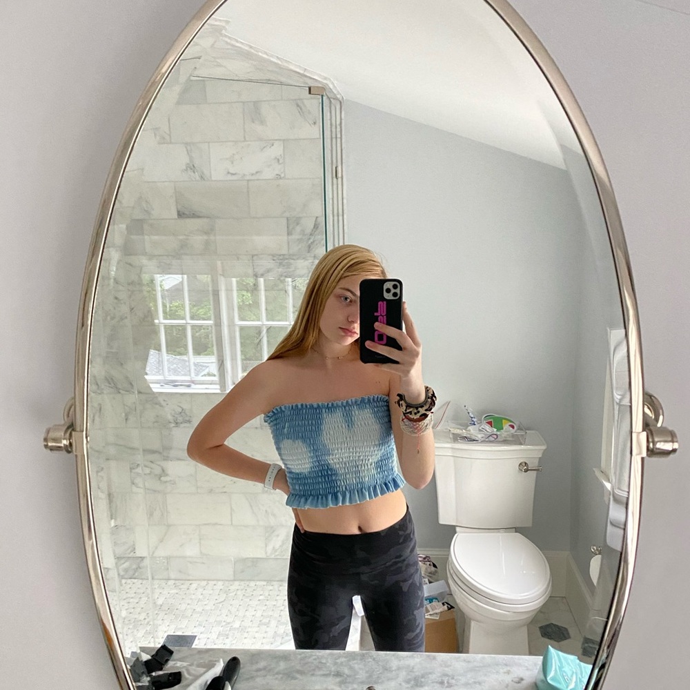Boohoo blue dyed ruched tube top🦋